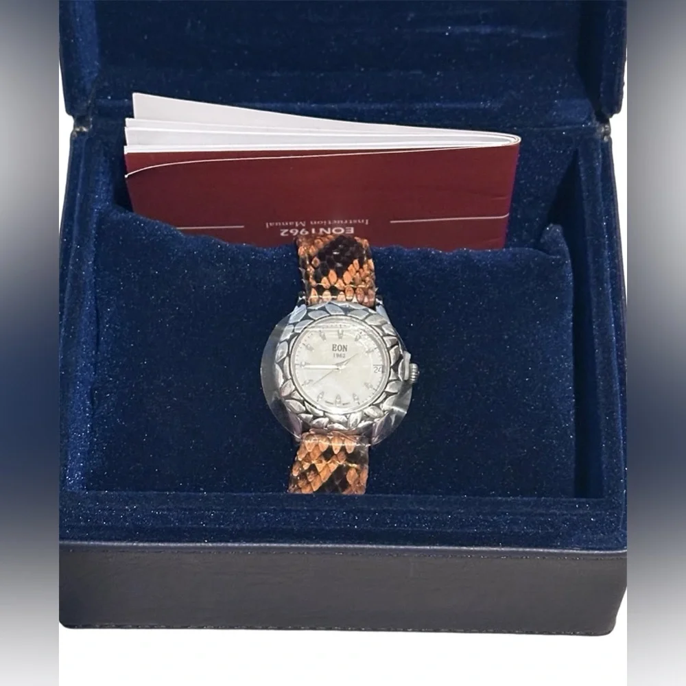 BALI LEGACY EON 1962 Swiss Movement Snake Print Band in Sterling Silver NEW